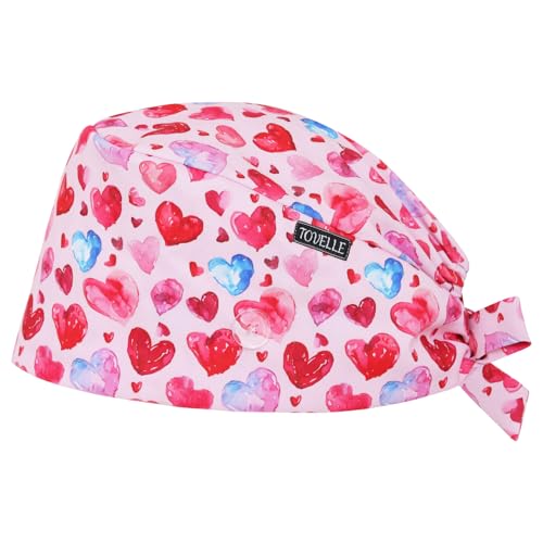 Image of Scrub Caps for Women with Buttons, Classic Surgical Caps | Double-Sided Printed, Adjustable,Long Hours, Sweatbands, Fabric Help Reduce Static Buildup