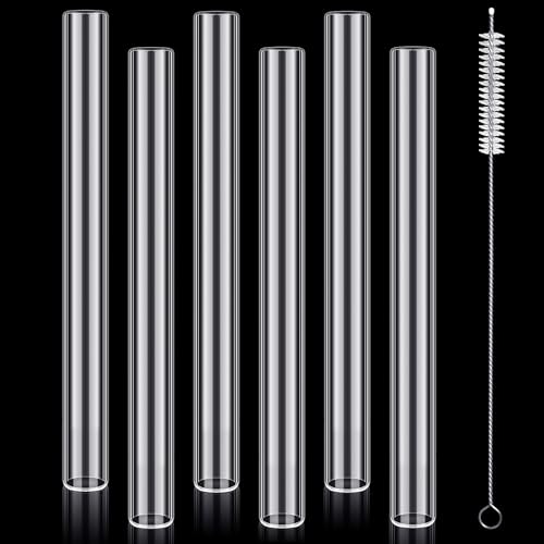 Image of FoldTier 6 Pcs Borosilicate Glass Tube 12mm OD 2mm Thick Glass Blowing Tubes with Cleaning Brush(10 Inch,Clear)