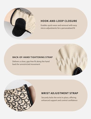 GemRebel Women’s Horse Riding Gloves, Non-Slip Silicone Grip Equestrian Gloves, Lightweight Breathable All-Season Training Gloves Beige M - Thumbnail 5
