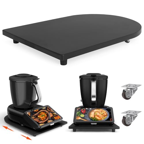 Gleitbrett für Thermomix TM7, Rollbrett aus Bambus mit 360° Rollen & Stopper, Müheloses Verschieben, Schiebebrett als Zu...