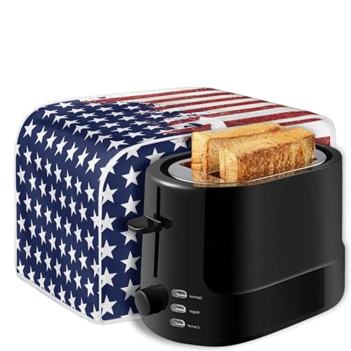 Image of July 4th American Flag Toaster Dust Cover Bakeware Protector Compatible with 2 Slice Kitchen Small Appliance Toaste Oven Dust Protection Cover