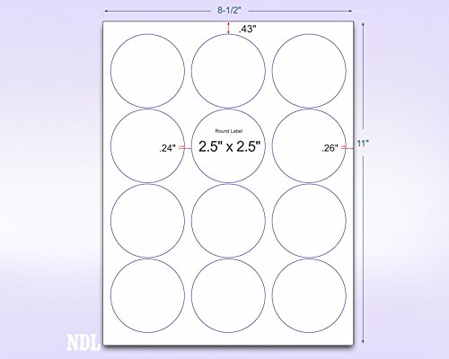 Laser/Ink Jet White Labels (2-1/2" Round - 12 Per Page | 600 Labels) #TOP1