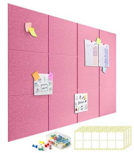 Tablero de corcho grande para paredes, paquete de 12 tablones de anuncios, tablero de corcho de 48 x 36 pulgadas, azulejos de pared de fieltro para decoración del hogar, escuela y oficina, tablero de
