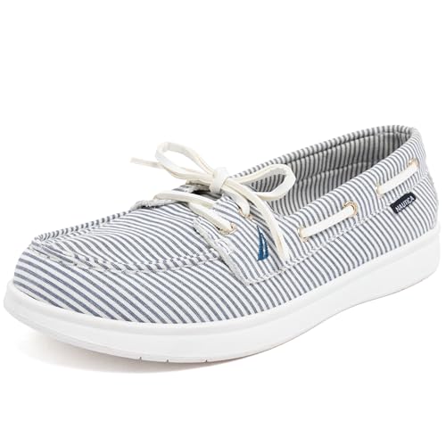 Image of Nautica Women's Casual Boat Shoes, Moc-Toe Loafers with Cushioned Insole, Deck Fashion Sneaker