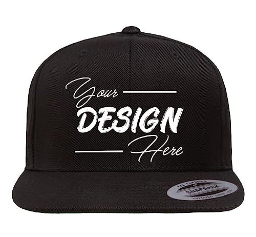 INK STITCH 6098M Custom Embroidery Add Logo Texts Personalized Premium Snapback Caps - Black