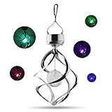 Kapata Solar Powered 7 Colors Changing Wind Chime Courtyard Hanging Moving Rotating LED Campanula Light