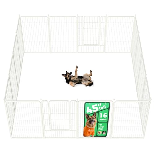 Image of FXW Rollick Unleashed Dog Playpen for Indoor, Yard, RV Camping, 45 inch 16 Panels for Large Dogs, White│Patented