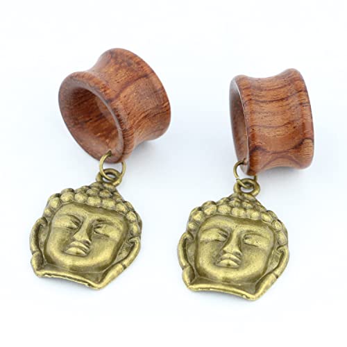 9/16 Inch 14Mm Brass Buddha Dangle Wood Ear Gauges Piercing Flesh Tunnels Plugs Statement Earrings #TOP3