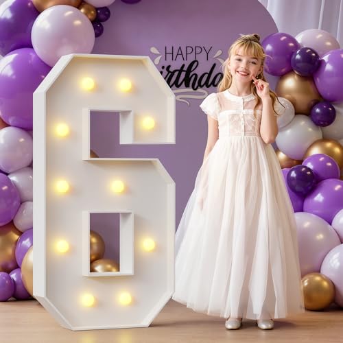 Chiffre lumineux 6 blanc 1,2 m pour illuminer une table d'anniversaire