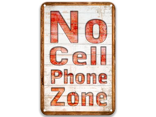 Warning No Cell Phone Zone Metal Decoration Sign Farmhouse Signs For Kitchen Tin Signs Vintage Farmhouse Decor For The Kitchen 8X12 Inch Tin Sign