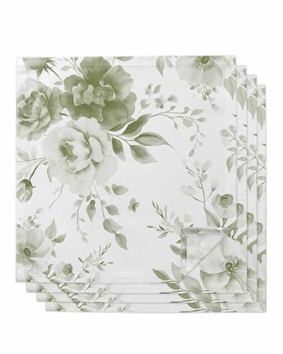 Servilletas de Tela Flores Verde Salvia 20x20 Pulg 4 Piezas miniatura 1