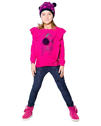 Deux par Deux Girls' Sweater with Girl Print Mandala Therapy, Sizes 5-122