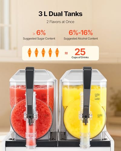 Image of VEVOR Slushie Machine, 3L /100oz x 2 Tank Slushy Machine for Home, No Ice Needed Frozen Drink Maker, Margarita Maker with Self-Cleaning, for Frozen Margaritas, Frappes, Milkshake & More