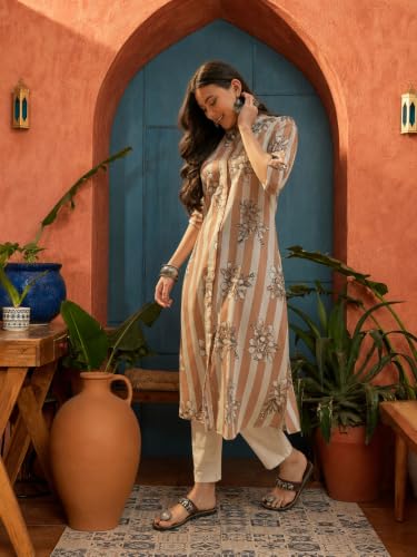 Image of Stylum Women's Floral Printed Rayon A-Line Kurta
