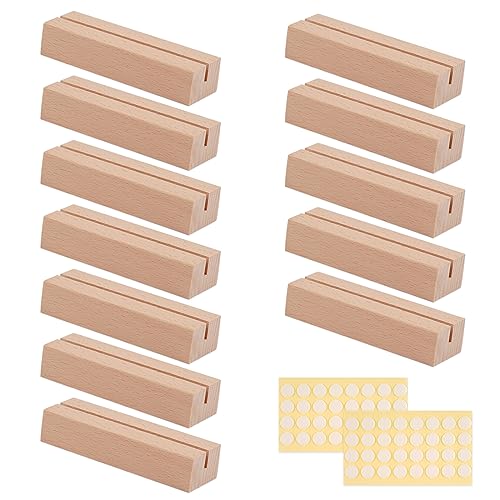 Ailvor Kartenhalter Holz, 12 Stück Tischkartenhalter mit Doppelseitigen Klebstoff, Kartenständer Postkartenhalter Fotohalter für Hochzeiten, Restaurants, Bankette und Partys Menükartenhalter