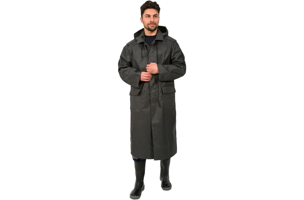 F S FIRMED STRINGFirmed String Raincoat For Men And Women Waterproof Pvc Pastic Polyester Mix Longcoat With Adjustable Hood And Carrying Pouch