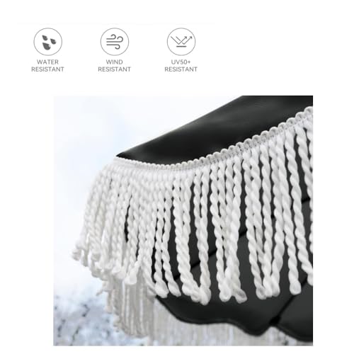 Sombrilla de patio de 2,4 m impermeable con flecos elegantes y protección solar UV total para jardín 2