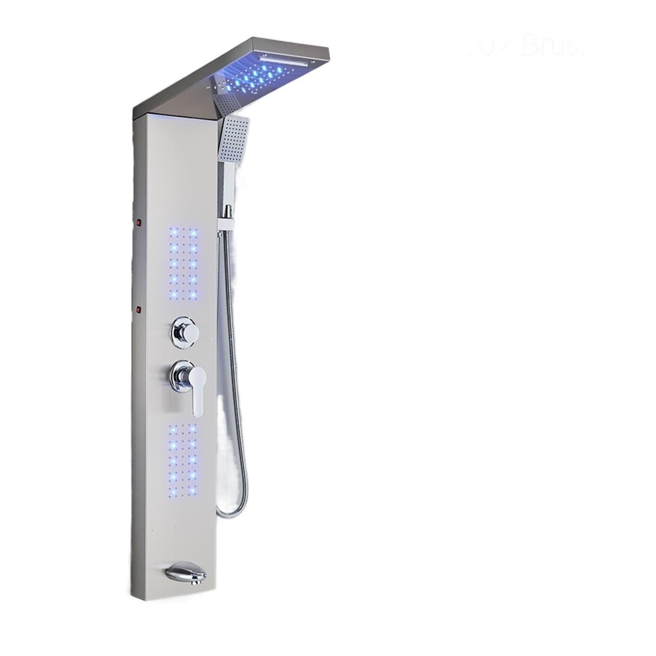 Colonne de douche double poignée or mat avec mitigeur thermostatique de sécurité et cascade LED SPA