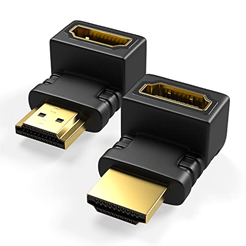 DeleyCON Set 2 Adattatori Angolari HDMI 90° E 270° – 4K Ultra HD, HDR, ARC – Connettori Piatti Per Spazi Stretti