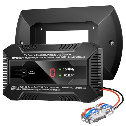 Dual CO/LP Alarm with Bracket - RV Carbon Monoxide and Propane Detector for Travel Trailer and Camper, Separated LED Indicator for Propane and CO, 85dB Loud Alarm - 12V DC RV Propane Gas Detector