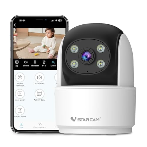VSTARCAM 3MP Indoor Security Camera, 2.4G WiFi Cameras for Home Security, Pet Camera with Auto Tracking, Color Night Vision, AI Detection Tracking, 2-Way Talk, 24/7 Recording, Cloud & SD Card Storage