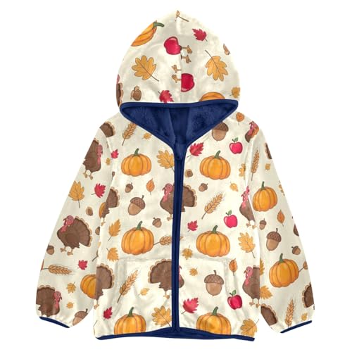 CHIFIGNO Cartoon Turkeys Toddler Boy Fleece Zip up Jacket, Warm Lightweight Fleece Outerwear Jackets 3T