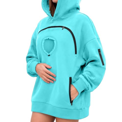 Iufabrpcs Hoodie With Cat Pouch Pet Dog Carrier Sweatshirt Snack Hoodies Mint Green XL - image 2
