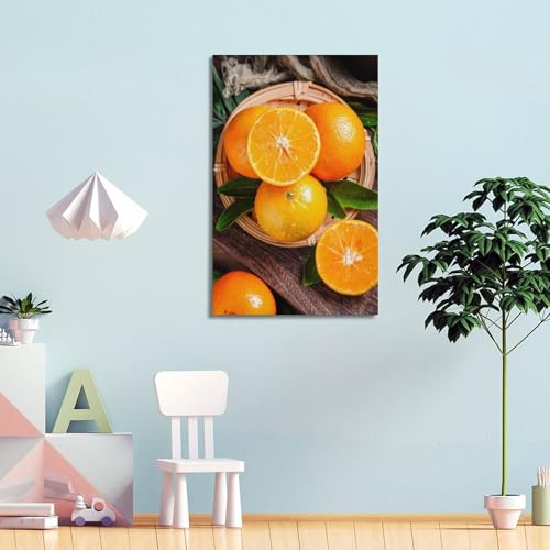 Poster fruits oranges fraîches panier bambou déco murale salon 40x60cm - 4