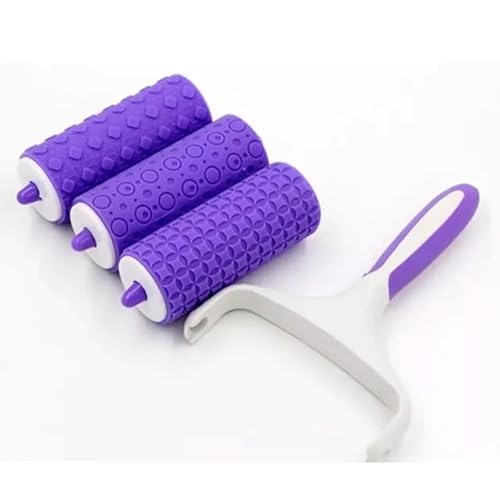Kit Confeiteiro 3 Rolos de Textura Marcador, Modelador e Cortador para Decoração de Bolos, Pasta Ame
