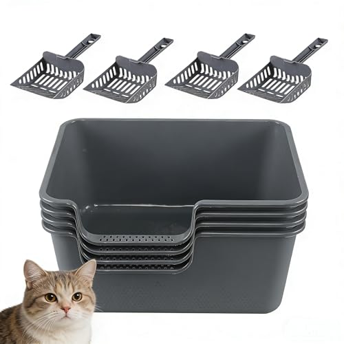 4 Packs Arenero plástico para gato grande 19.6x15.35x8.6 pulg miniatura 1