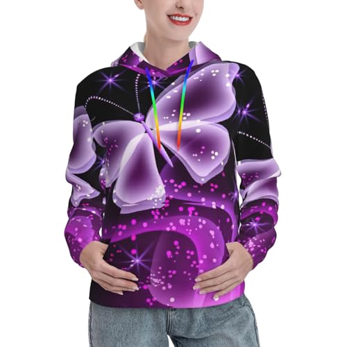 Sweat à capuche papillon violet au motif graphique imprimé et doux