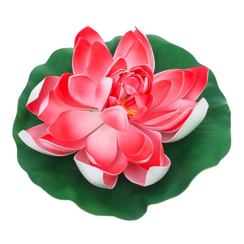 Garneck Nénuphar Artificiel Flottant Imitation Fleur De Lotus Décoration pour Bassin Rouge
