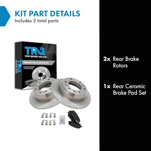 Image of TRQ Rear Brake Pad and Rotor Set Ceramic Rotors | For 2007-2008 Hyundai Entourage 2007-2012 Kia Sedona