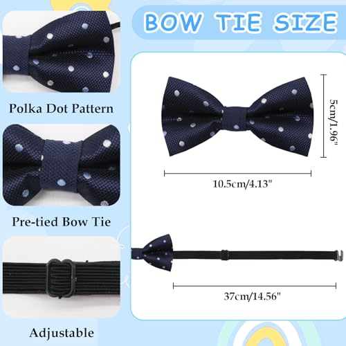 Bow Ties for Boys, 4.13" x 1.96" Polka Dot Kids Bowtie Pre-tied Adjustable Bow Tie for Girls School Graduation Daily3