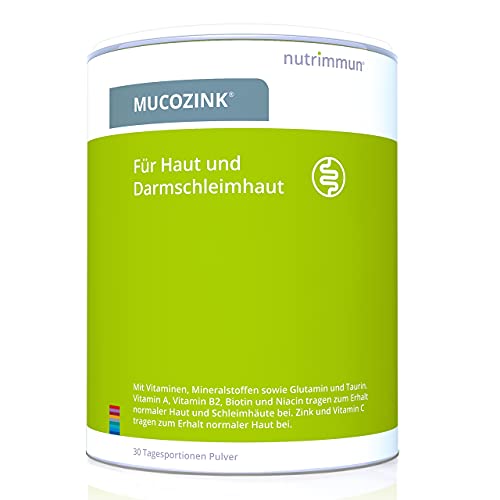 nutrimmun MUCOZINK Pulver (600 g) – Nahrungsergänzungsmittel für Haut und Darmschleimhaut – Vitamine und Mineralstoffe für die Mikronährstoffversorgung plus die Aminosäuren Glutamin und Taurin