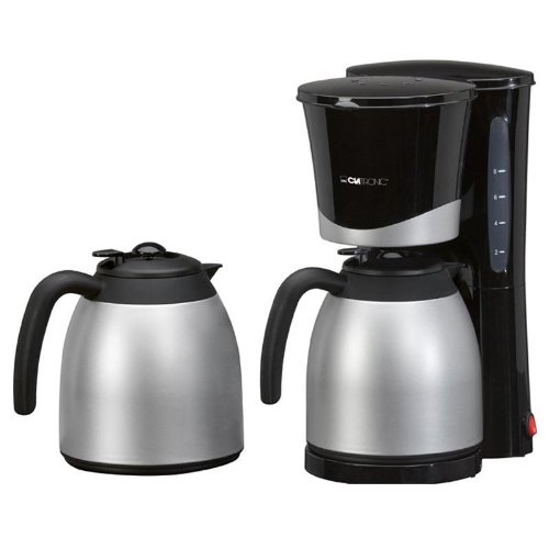 Clatronic KA-3328 Kaffeemaschine Filterkaffeemaschinen Set inkl. 2 Thermoskannen à 1L ideal für Büros und WGs (870W, herausnehmbarer Filtereinsatz, geschmacksneutrale Beschichtung)
