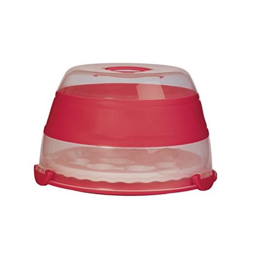 Prepworks by Progressive Collapsible Cupcake and Cake Carrier, 24 Cupcakes, 2 Layer, Easy to Transport Muffins, Cookies or Dessert to Parties - Red - In Amazon Frustration Free