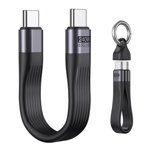 VAFOTON PD 240W Short USB C Cable/USB 4.0 USB C Short Cable/40Gbps Data Transfer 8K 60Hz Video Display Thunderbolt 3/4 for 1Phone16/15 Ma-Book/1Pad Series Samsung Galaxy Android Auto VR Device