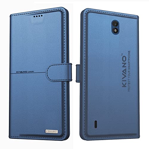 Image of KIVANO Professional Series Wallet Case for Nokia C01 Plus | Luxurious Design | Handcrafted Unique | Premium | PU Leather Flip Cover | Card Slots | Kickstand | Magnetic Closure - Dark Blue