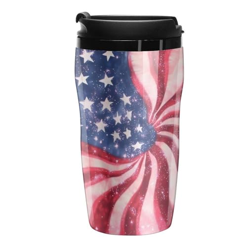 USA Flag Tie-dye Cute Coffee Cup Reusable Travel Mug Insulated Coffee Tumbler for Outdoor