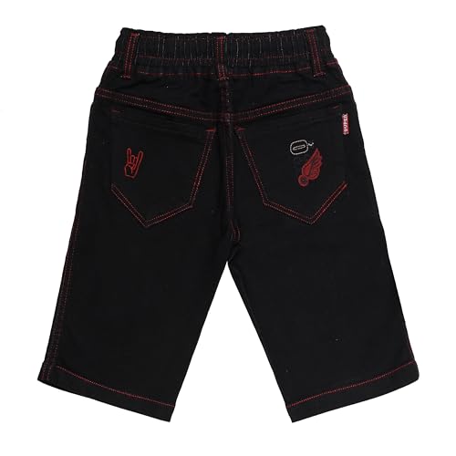 Image of Boys Regular fit,Light Blue,Drawstring Elastic Waistband,Stretchable Cotton Denim, Clean Look,Casual,Below Knee Length, 3 /4 Shorts