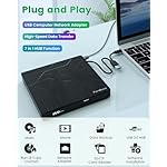 Super External CD DVD Drive, USB 3.0 DVD Burner with Ethernet Adapter, 3 USB and 2 TF/SD Card Ports, CD DVD Player Reader Writer Optical Disk Drive for Laptop PC Mac Windows Linux with Carrying Case - Image 2