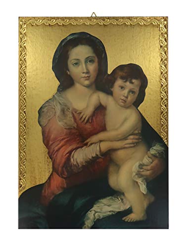 Impression artistique sacrée Madonna del Murillo tableau bois Ferrari & Arrighetti