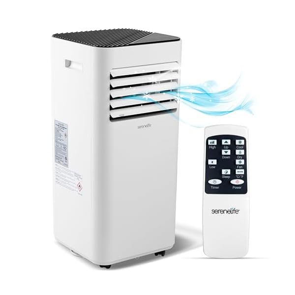 SereneLife SLPAC180W Portable Conditioner-3-in-1 Compact Standing Air Conditioner for Room Up to, Floor AC Unit with Remote Control, Universal Casters, Window Mount Kit