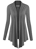LL WSK850 Women's Draped Front Open Asymmetrical Cardigan - Casual Long Sleeve Lightweight Duster XL Heather_Dark_Grey