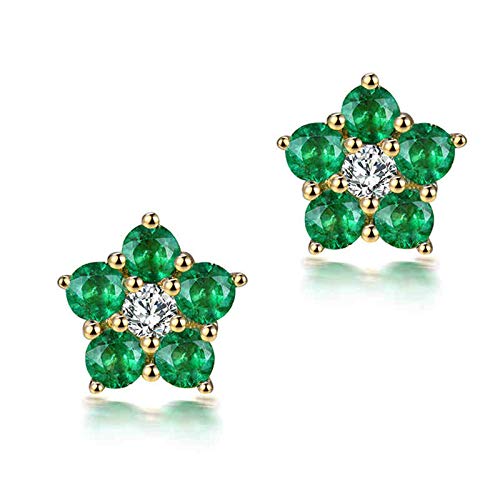 Daesar 18Ct Yellow Gold Earrings For Women, Flower 0.94Ct Vintage Emerald Earrings Hoop Earrings Yellow Gold #TOP29