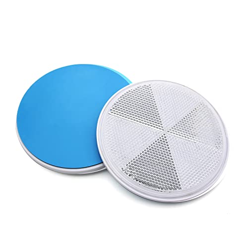 MFC PRO 2Pcs 4 1/4 Inch Round Warning Reflectors for Car Truck Bike Boat Dock Trailer Van Lorry Bus Caravan (White/108mm /Adhesive)
