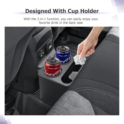 Image of LUWU Maverick 2025 Trash Can Compatible with 2022 2023 2024 2025 Ford Maverick Trash Bin with Cup Holder 2025 Maverick Accessories Extra Rear Storage Box Garbage Cans Trashcan (Update)