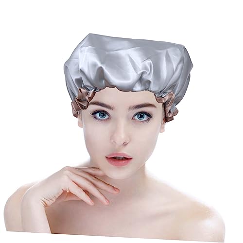 Healvian Gorro de Ducha Doble Capa para Mujer Resistente y Reutilizable Protección para Baño y Spa Gris