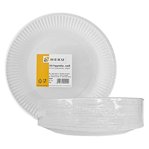 100 Stk Pappteller 23cm Imbissteller Einwegteller Partyteller Cover